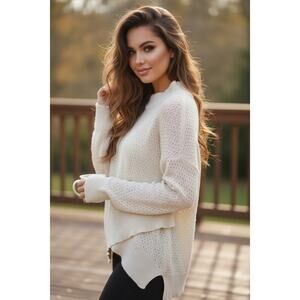 Free People Cream Textured Asymmetrical Sweater – Size S